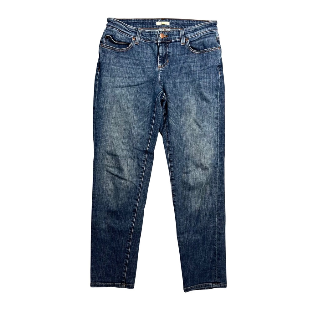 Eileen Fisher Straight Leg Jeans Size 4 Organic Cotton Stretch Denim Mid Rise